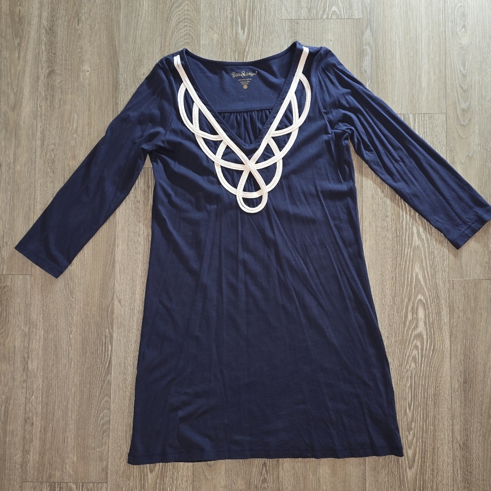 Lilly Pulitzer Deep Blue Mini Dress with Cream Accents